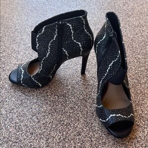 GIANNI BINI Snake Embossed Peep Toe Stiletto Heels